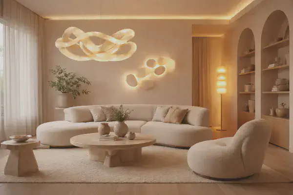 Salon avec éclairages design