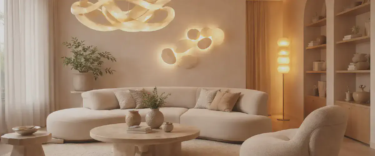 Salon avec éclairages design